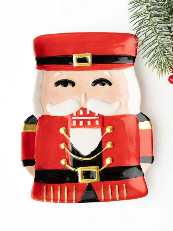 Red Nutcracker Ceramic Dessert Plate