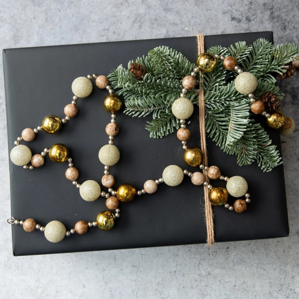 6' White, Gold & Silver Ball Garland
