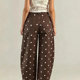 brown western polka dot seamed curved cropped jeans