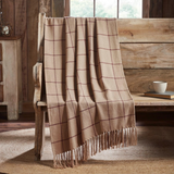 Windowpane Throw Blanket Tan Burgundy 50x60