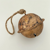 3" large sleigh jingle bell un a brass finish with jute hanger