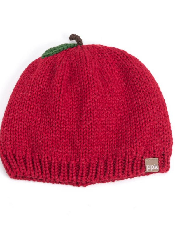 red apple shaped baby/toddler knit beanie