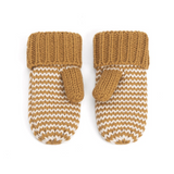 brown classic knit winter mittens for kids