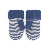 blue stripe classic knit winter mittens for kids