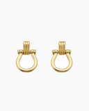 gold door knocker horsebit link drop earrings