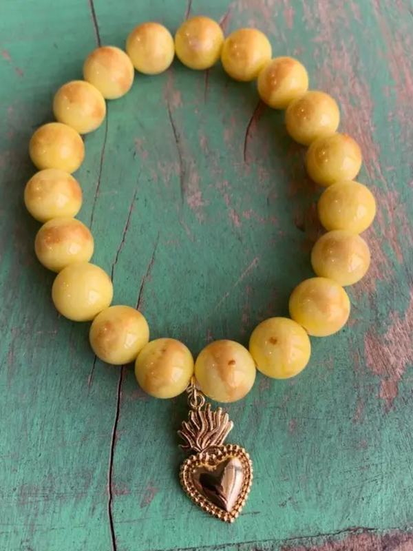royal sacred heart yellow bead bracelet