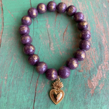 royal sacred heart purple bead bracelet