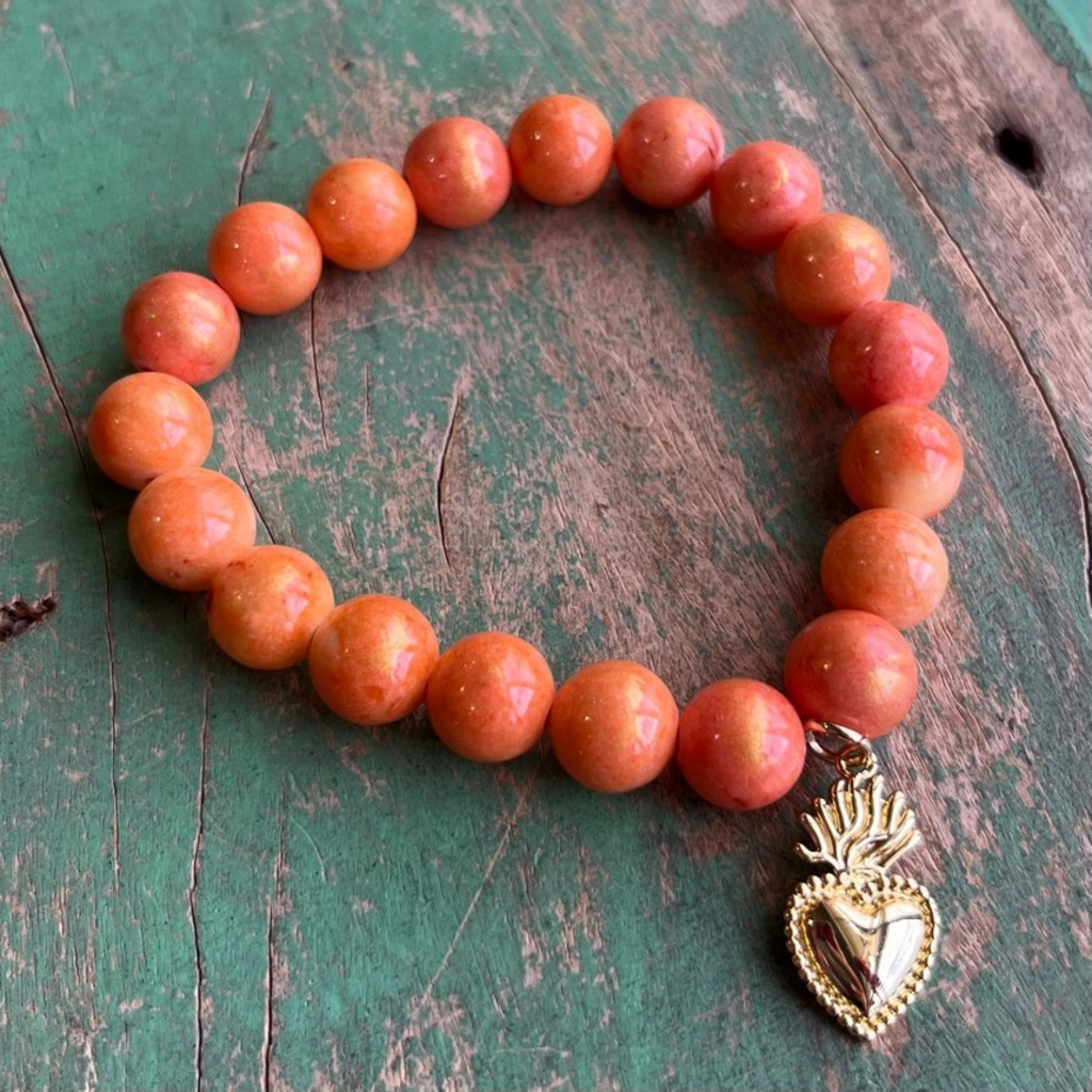 royal sacred heart orange bead bracelet