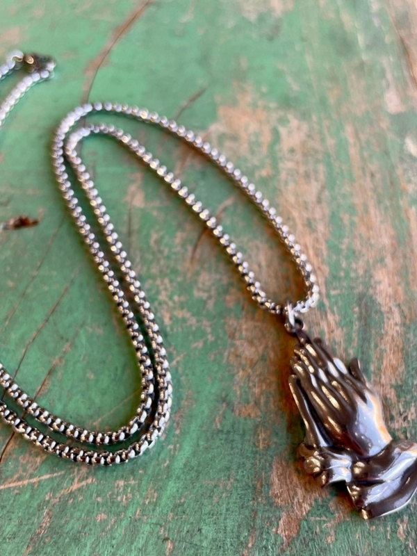Stainless Steel Praying Hands Necklace