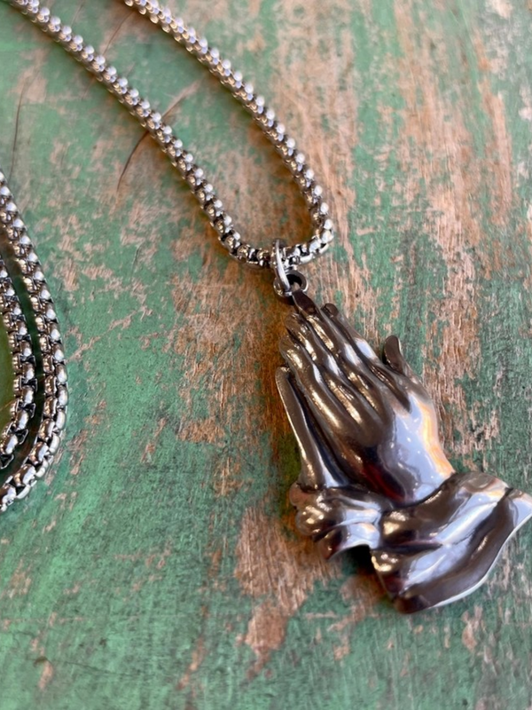 Stainless Steel Praying Hands Necklace