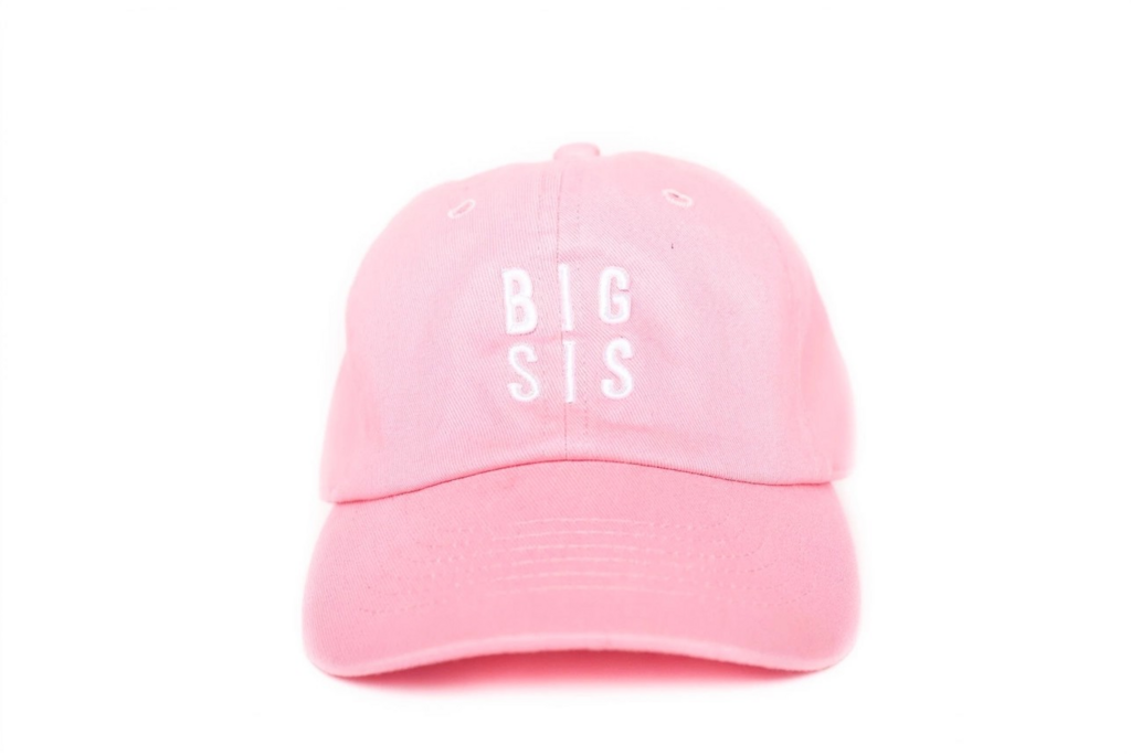 light pink big sis baseball hat