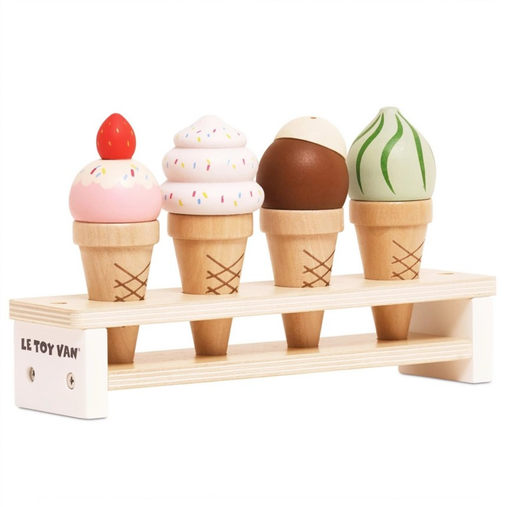 wooden ice cream cones set