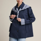 navy gingham scarf detail jacket