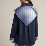 navy gingham scarf detail jacket