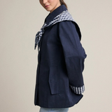 navy gingham scarf detail jacket