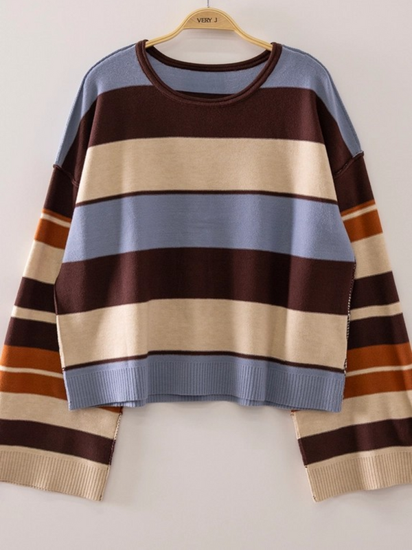 chocolate multi striped sweater