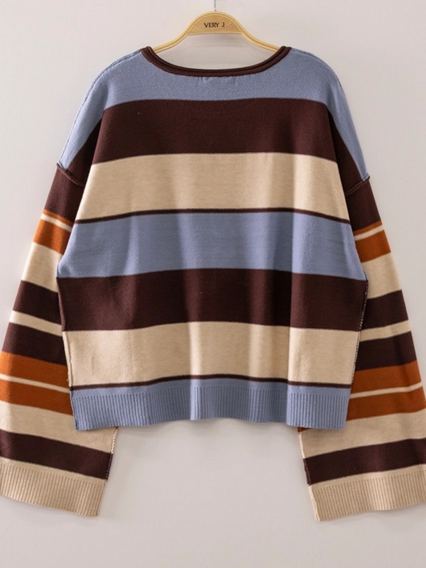 chocolate multi striped sweater