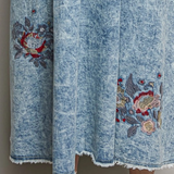 denim vintage wash embroidered overall dress