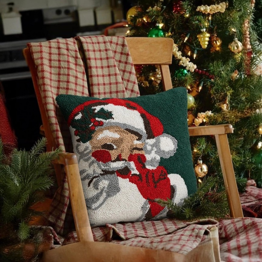 17" loop tufted santa throw pillow