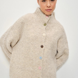 taupe funnel neck knitted pullover