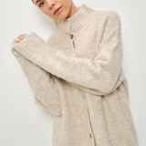 taupe funnel neck knitted pullover