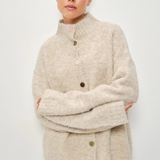 taupe funnel neck knitted pullover