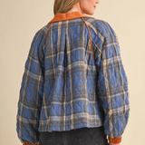 cornflower multi plaid quilted puffer jacket