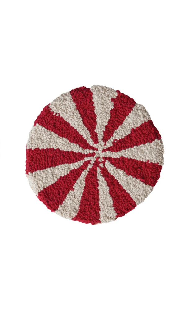 Red 8"Rd Cotton Tufted Candy Shaped Trivet