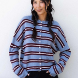 dusty blue varsity stripe cardigan