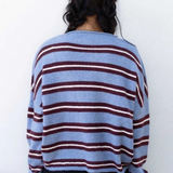 dusty blue varsity stripe cardigan