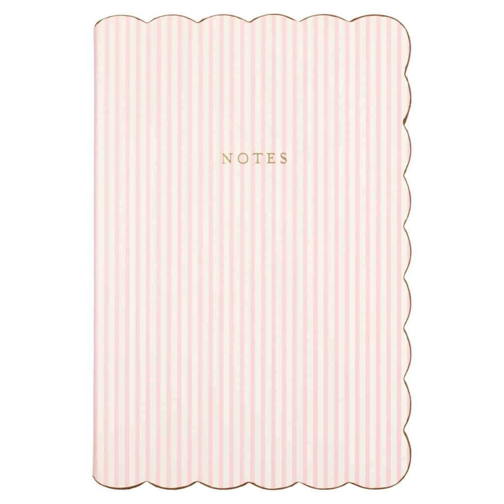 romantic cottage pink stripe with scalloped edge journal