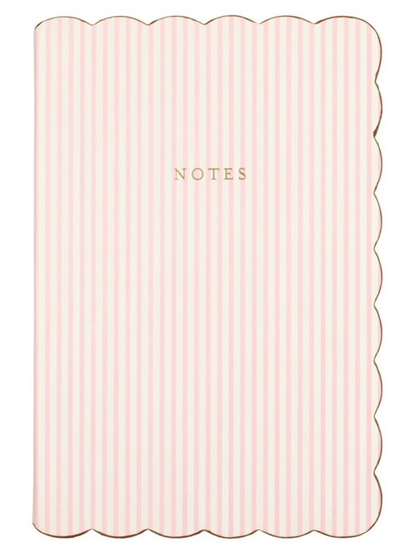 romantic cottage pink stripe with scalloped edge journal