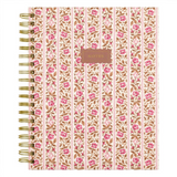 romantic cottage floral stripe spiral bound journal