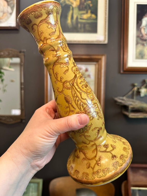 Yellow & Gold Patterned Candleholder