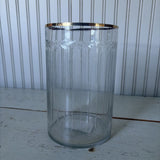 cut glass cylinder vase with gold plated rim