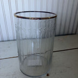 cut glass cylinder vase with gold plated rim