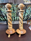 Hand Carved Wooden Candleholders