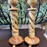 Hand Carved Wooden Candleholders
