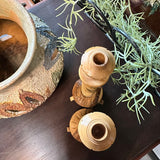 Hand Carved Wooden Candleholders