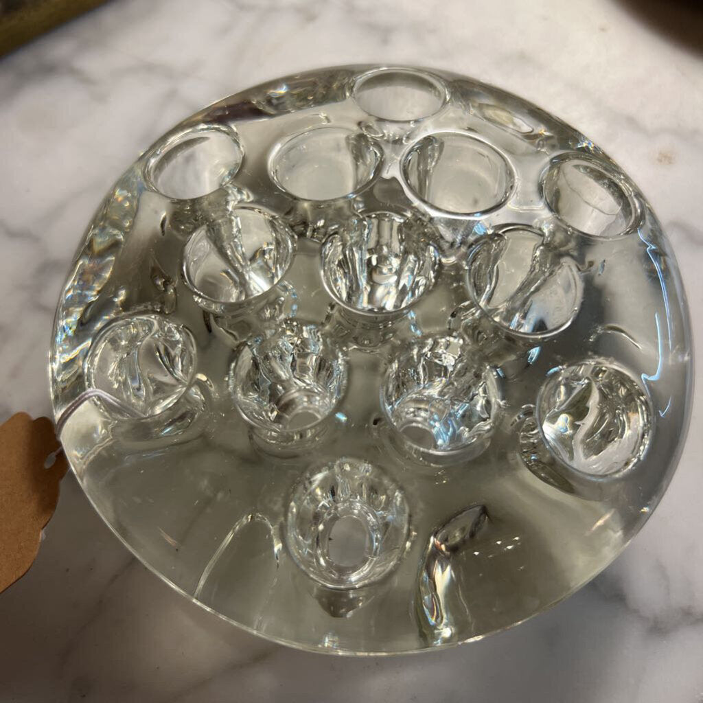 Hefty glass flower frog