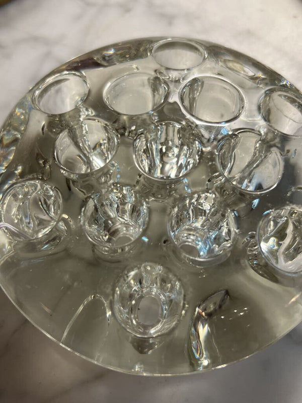 Hefty glass flower frog