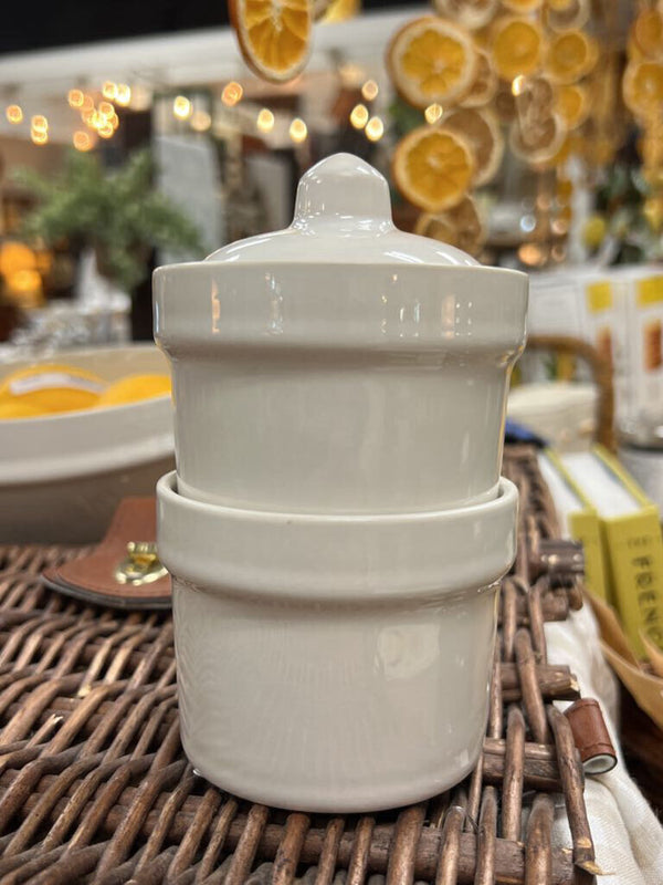 S/2 3-1/4" Rnd x 5'H Stoneware Stackable Pinch Pots w Lid