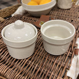 S/2 3-1/4" Rnd x 5'H Stoneware Stackable Pinch Pots w Lid