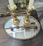 Vintage brass mirror tray 13" x 10"