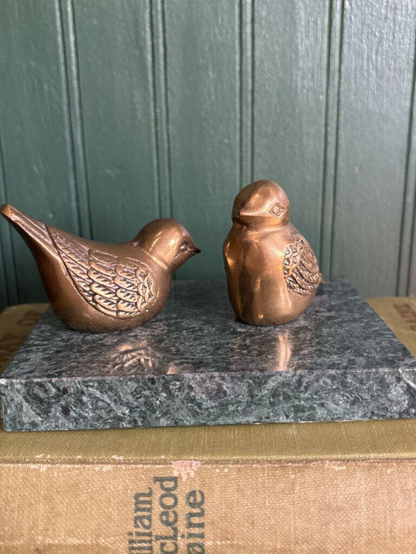 Brass Birds On Marble Slab