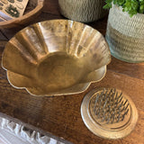Antique Gold Bowl with Flower Frog