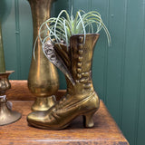 Brass Victorian Boot Bud Vase