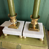 Pair of Vintage Marble Brass Candleholders