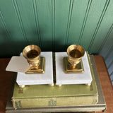 Pair of Vintage Marble Brass Candleholders