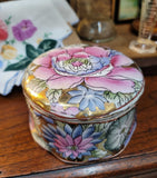 Vintage pink floral trinket box